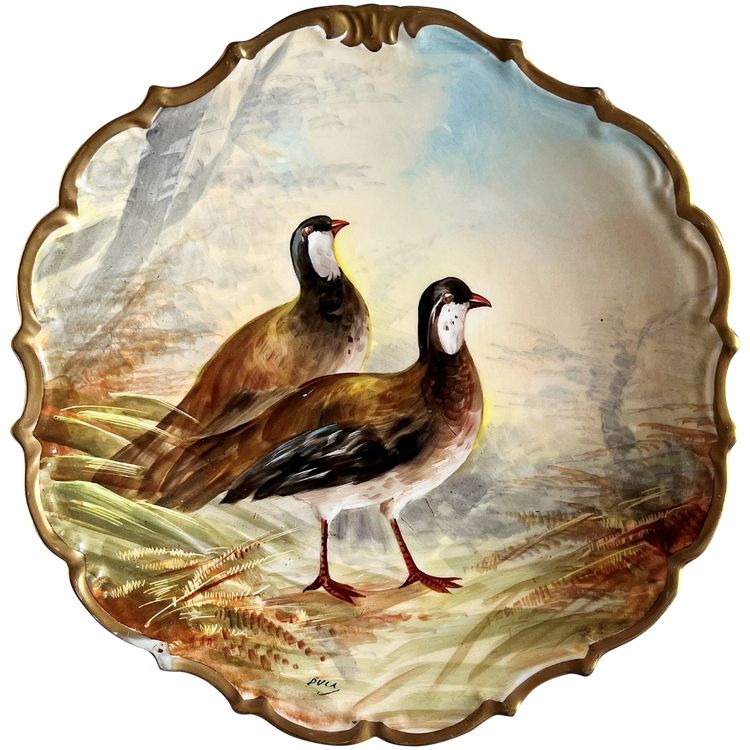  Limoges Porcelain Dish Hand Painted With Bird  Signed