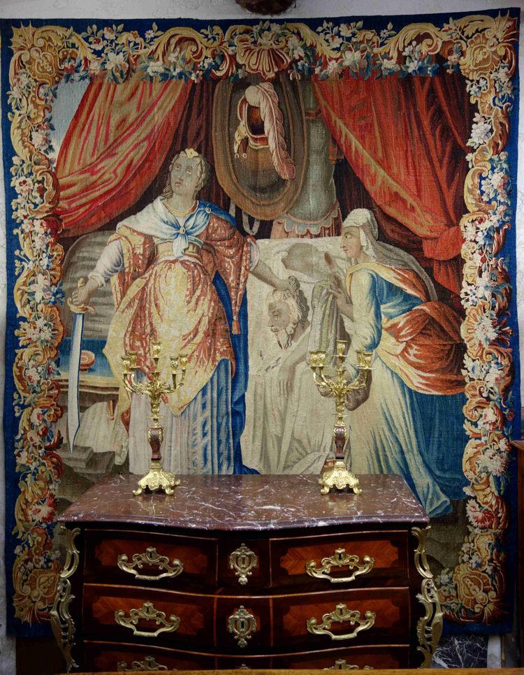 Aubusson tapestry: Judith beheads Holofernes, 17th century
