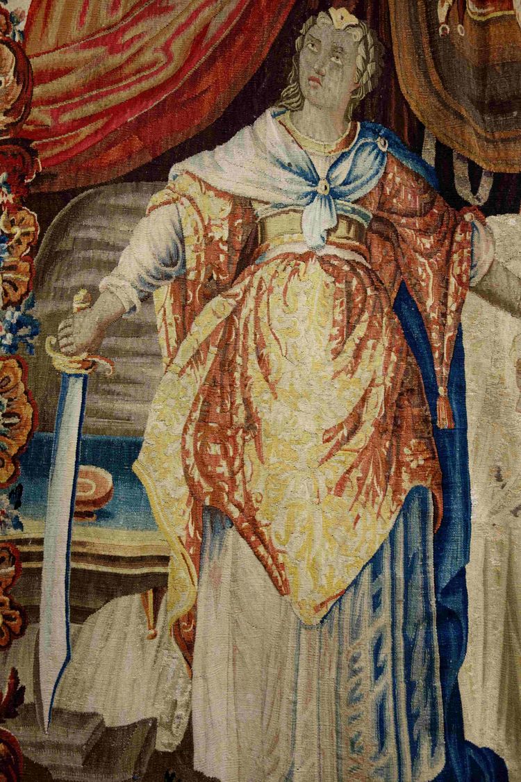 Aubusson tapestry: Judith beheads Holofernes, 17th century