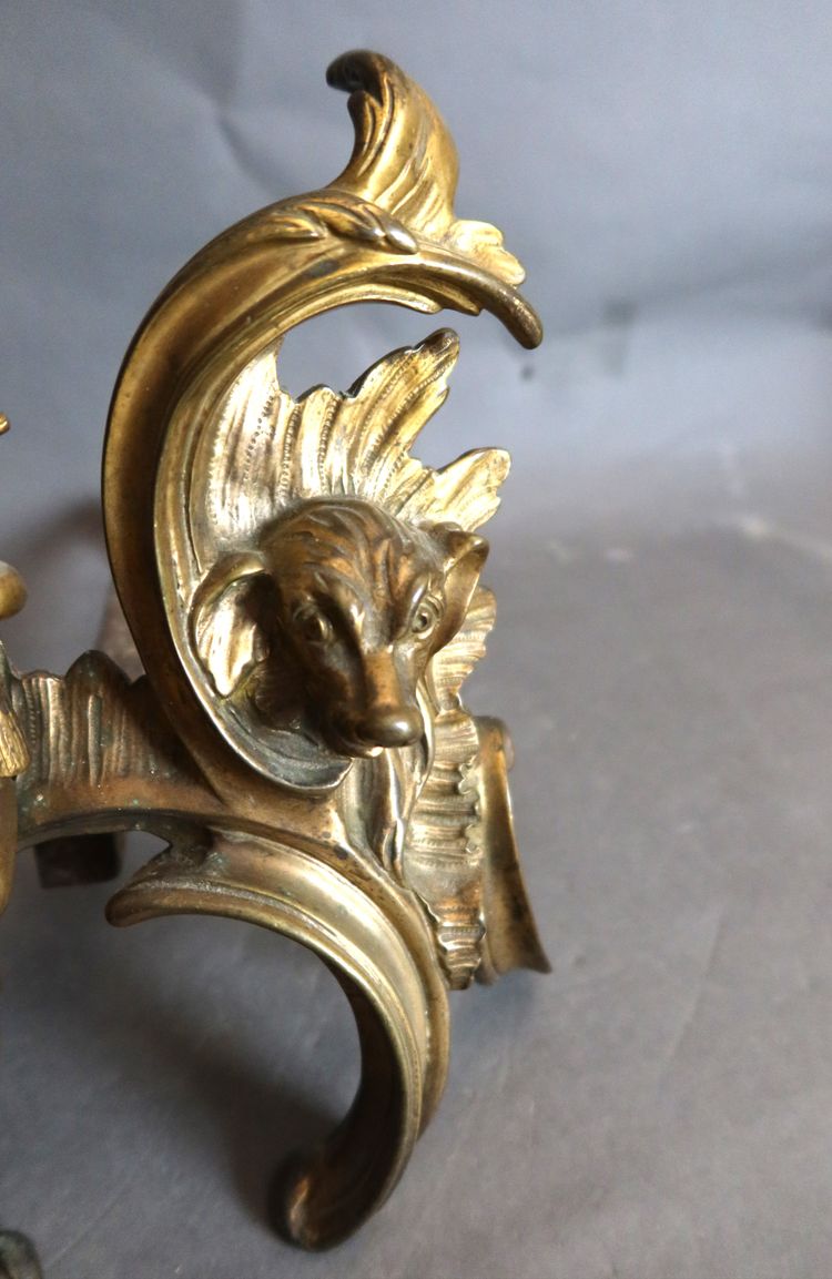 Gilt bronze andirons from the 18th century