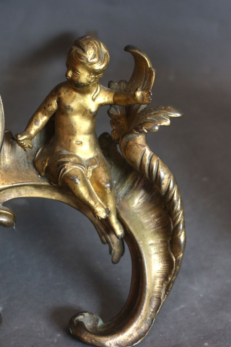 Gilt bronze andirons from the 18th century