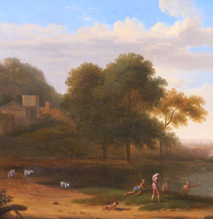 Pierre-Henri de Valenciennes (att. to) 1750-1819 Paysage d'Italie aux baigneurs, painting