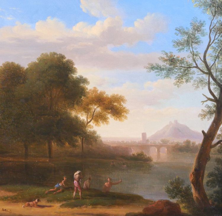 Pierre-Henri de Valenciennes (att. to) 1750-1819 Paysage d'Italie aux baigneurs, painting