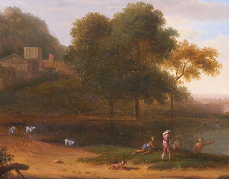 Pierre-Henri de Valenciennes (att. to) 1750-1819 Paysage d'Italie aux baigneurs, painting