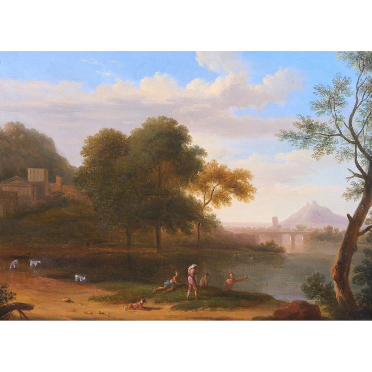 Pierre-Henri de Valenciennes (att. to) 1750-1819 Paysage d'Italie aux baigneurs, painting