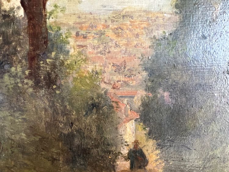 École du XIXe siècle - Dans le goût de Barbizon "Berger et son troupeau en forêt"