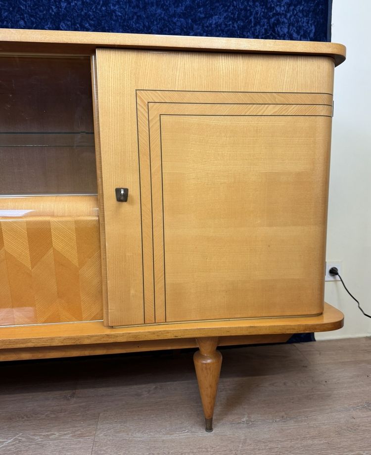 Art Deco enfilade a cache secrète in sycamore and marquetry circa 1950