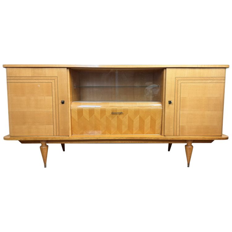 Art Deco enfilade a cache secrète in sycamore and marquetry circa 1950
