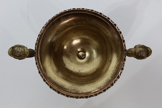 Bronze and porcelain cup with flowered decorations - End of XIXth century
