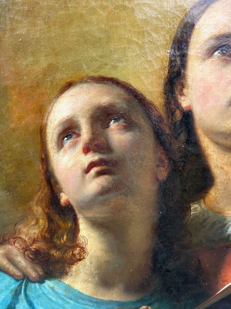 Jan Swerts ( 1820 -1879) Huile Sur Toile « jeunes Femmes En Prières » école Belge Vers 1850 
