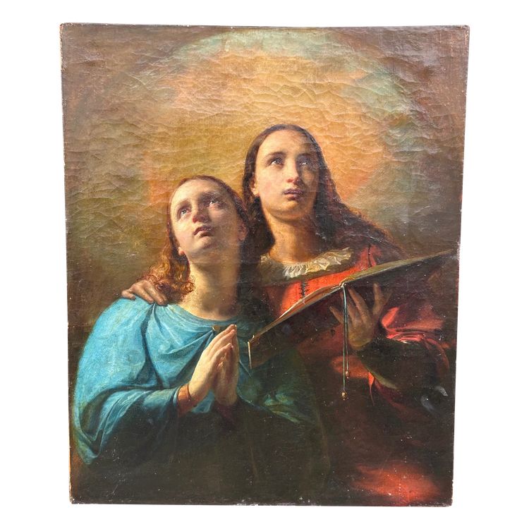 Jan Swerts ( 1820 -1879) Huile Sur Toile « jeunes Femmes En Prières » école Belge Vers 1850 