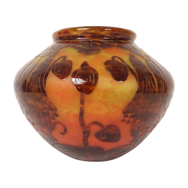 Small Vase Boule Le Verre Français Schneider Campanules Pâte de Verre 20th century