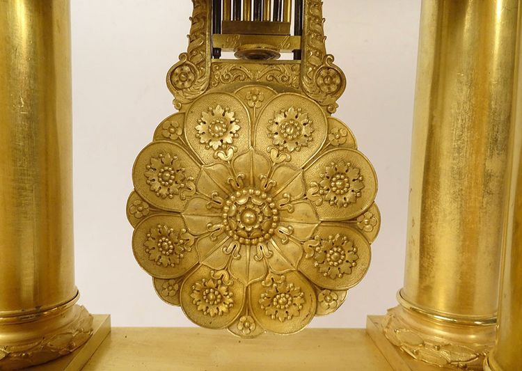 Large Gilded Bronze Portico Regulator Clock Ist Empire Columns 19th century
