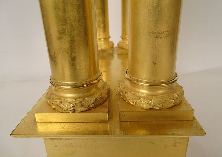 Large Gilded Bronze Portico Regulator Clock Ist Empire Columns 19th century