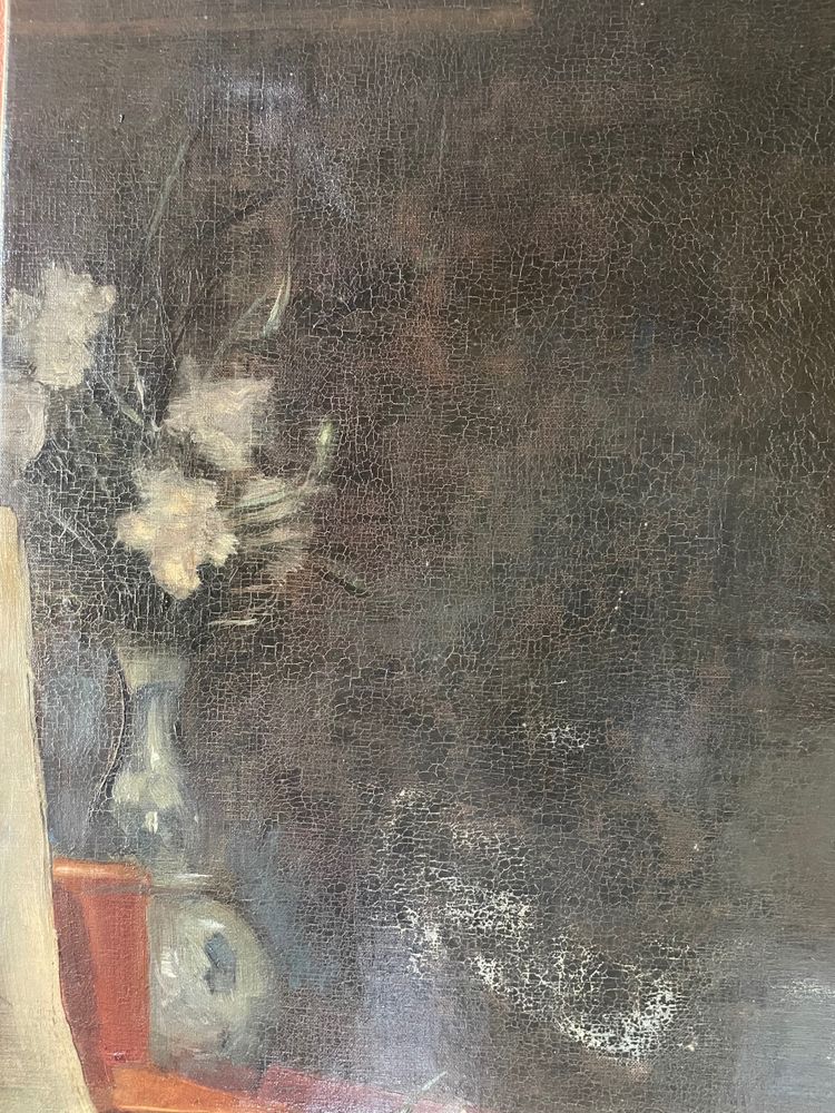 Huile Sur Toile Représentant Une Jeune Femme à La Lecture D’époque 1830