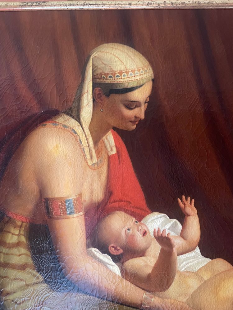 Oil On Canvas Representing The Presentation Of Moses To The Egyptian Court By The Pharaoh's Daughter