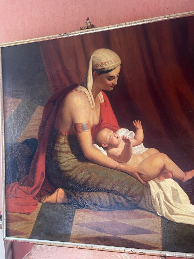 Oil On Canvas Representing The Presentation Of Moses To The Egyptian Court By The Pharaoh's Daughter
