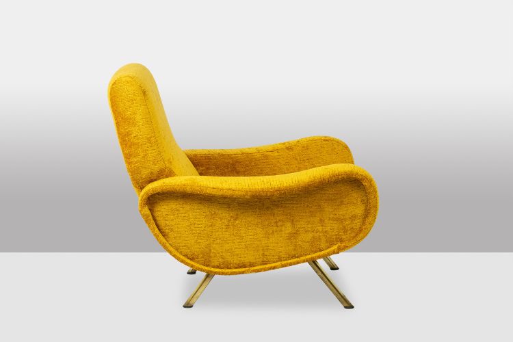Marco Zanuso pour Artflex. Fauteuils jaune et en laiton doré. Années 1950. LS64333009I