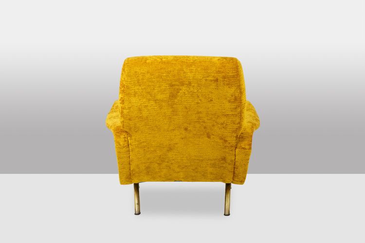 Marco Zanuso pour Artflex. Fauteuils jaune et en laiton doré. Années 1950. LS64333009I