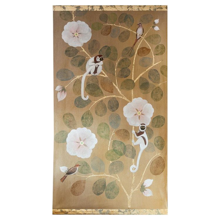 Painted canvas depicting lemurs. Contemporary work. LS6437A1089P