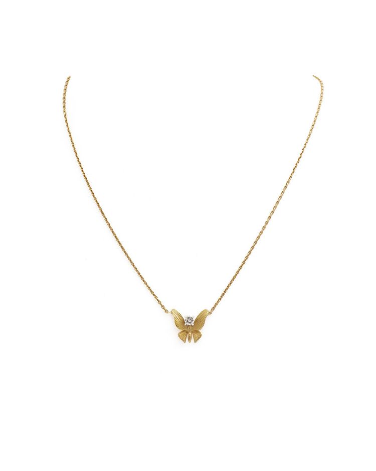 Collier papillon diamant en or 18, insecte, bijou animal, diamant taille brillant