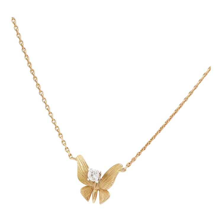 Collier papillon diamant en or 18, insecte, bijou animal, diamant taille brillant