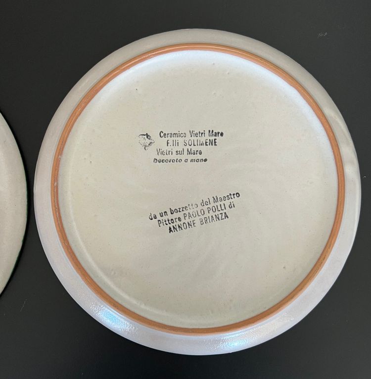 Ceramica Vietri Mare 40th anniversary plates after Paolo Polli, Italy 1990