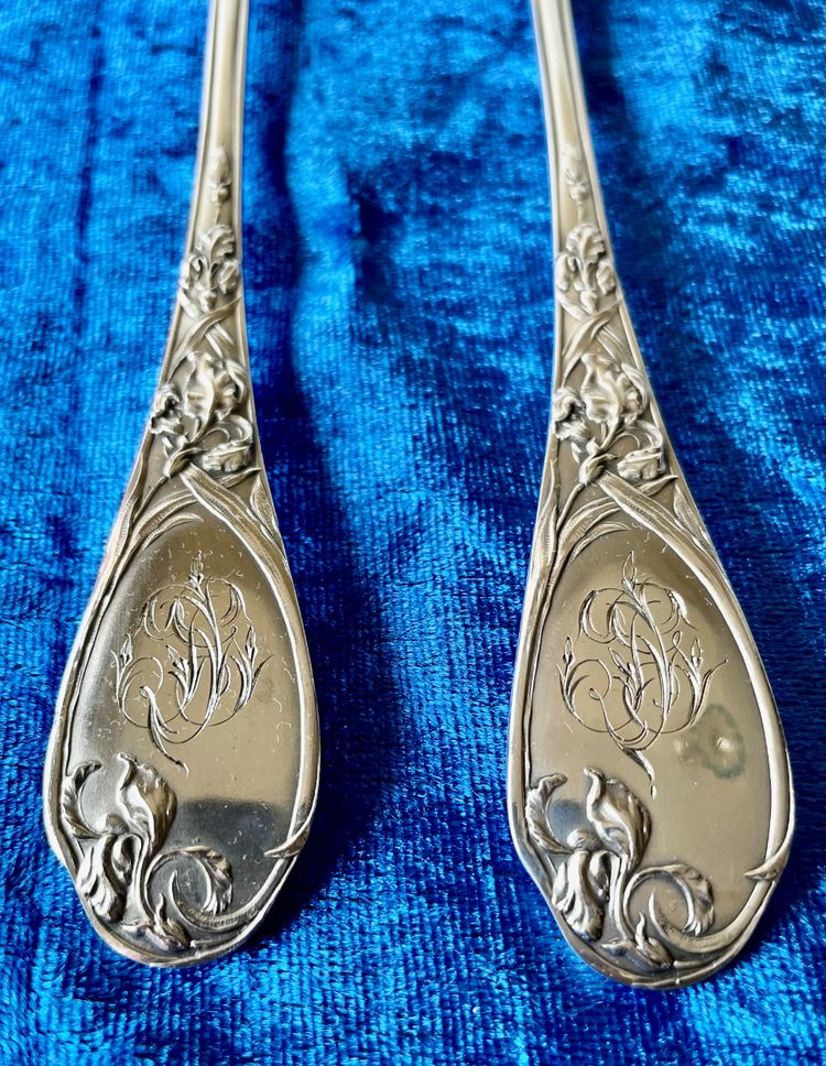 Art nouveau salad servers.