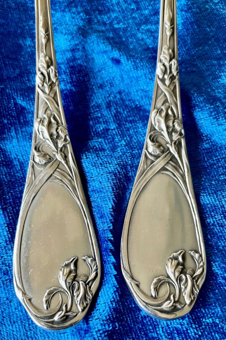 Art nouveau salad servers.