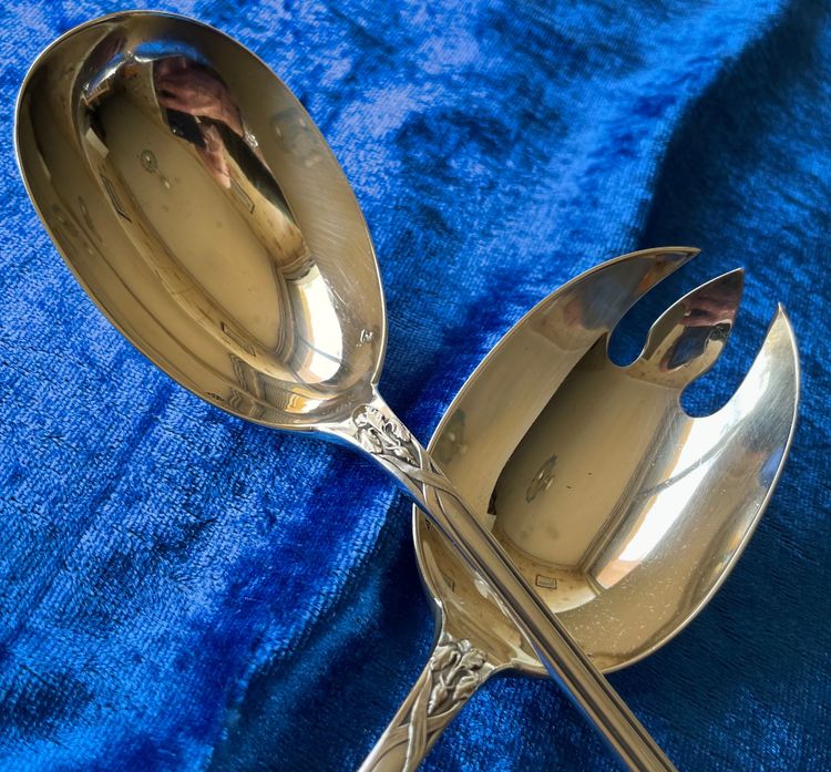 Art nouveau salad servers.