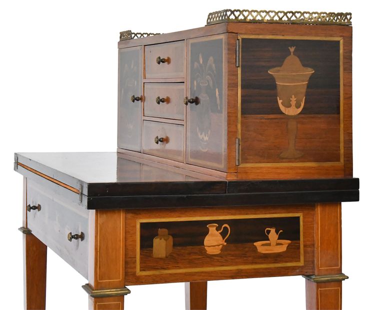 Bureau bonheur du jour en marqueterie dans le goût de Charles Topino