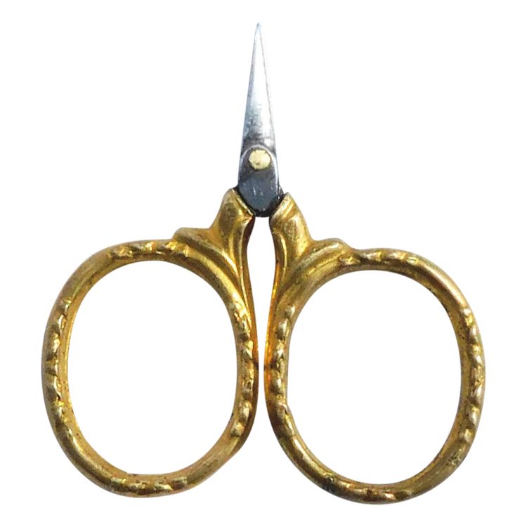 Tiny Pair Of Scissors For Sewing Kit Miniature Doll Little Monster Gold Metal