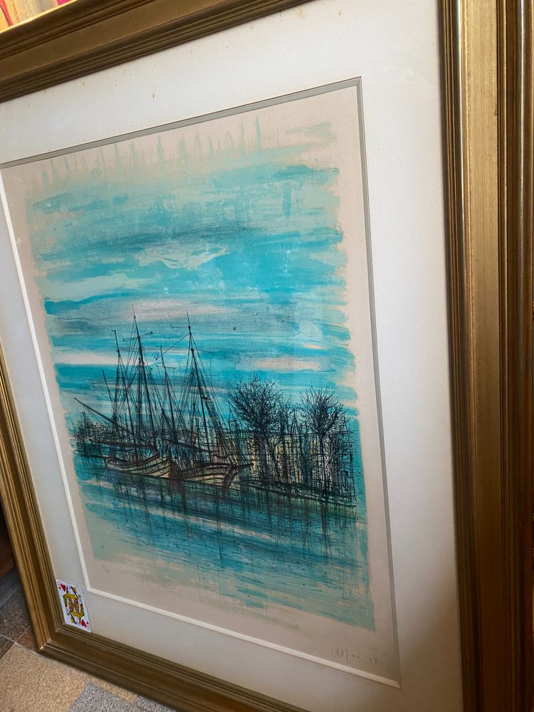gLarge lithograph signed by Carzou , les Barques