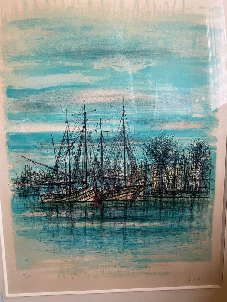 gLarge lithograph signed by Carzou , les Barques