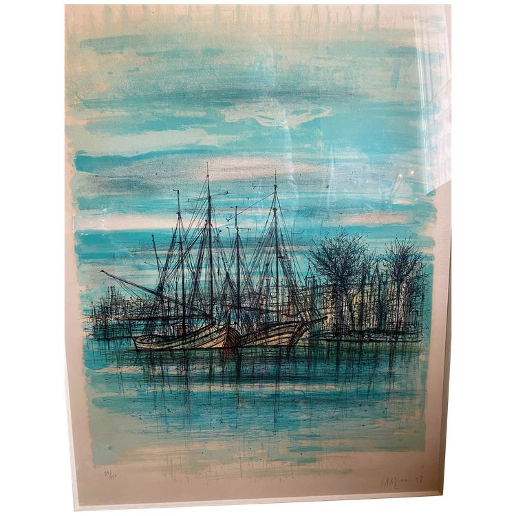 gLarge lithograph signed by Carzou , les Barques