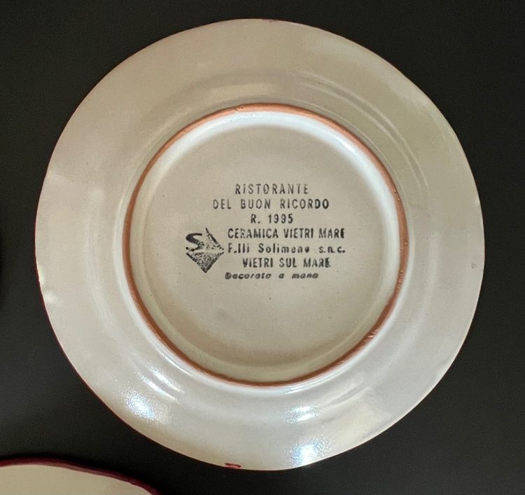 Piatti del Ristorante del Buon Ricordo "Italia" di Ceramica Vietri Mare, Italia 1995