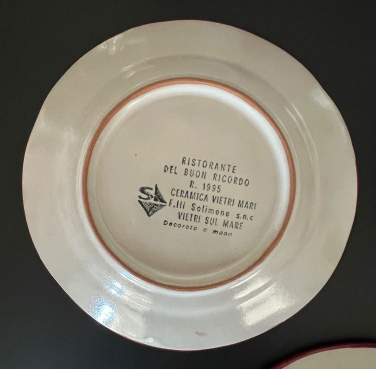 Piatti del Ristorante del Buon Ricordo "Italia" di Ceramica Vietri Mare, Italia 1995