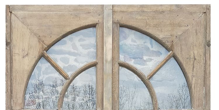 19th Century Oak Window Complete With Transom And Door Frame
