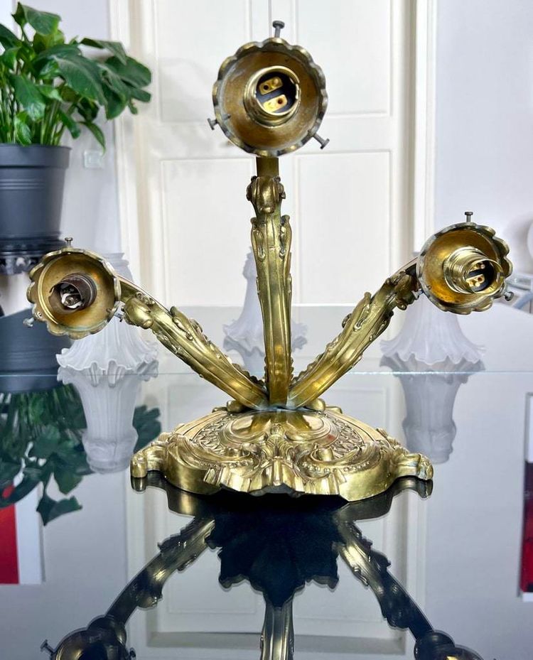 Bronze And Frosted Glass Wall Sconce - Late 19th Early 20th Century