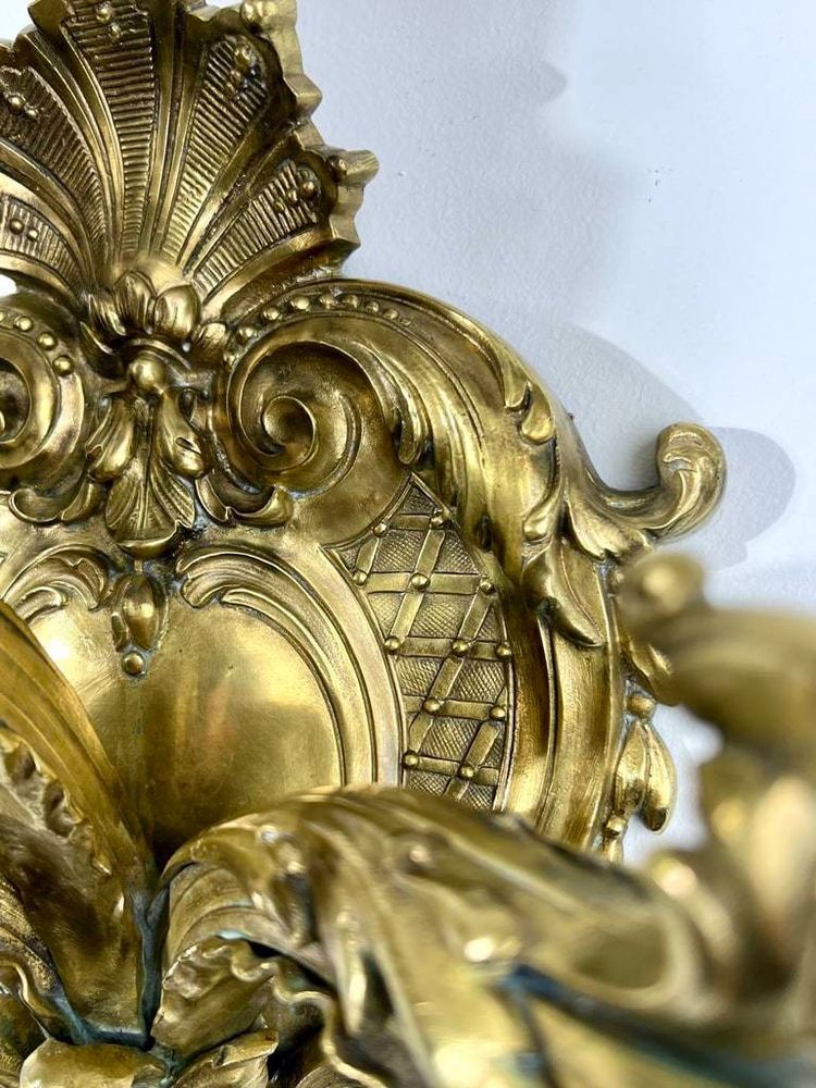Bronze And Frosted Glass Wall Sconce - Late 19th Early 20th Century