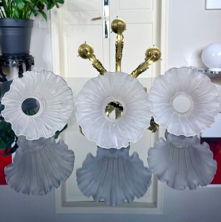 Bronze And Frosted Glass Wall Sconce - Late 19th Early 20th Century