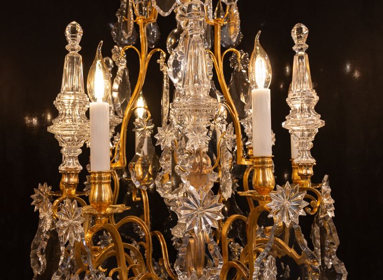 Signed by Baccarat Style Louis XV Style Gilded Bronze and Crystal Chandelier, circa 1890