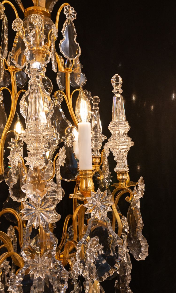 Signed by Baccarat Style Louis XV Style Gilded Bronze and Crystal Chandelier, circa 1890