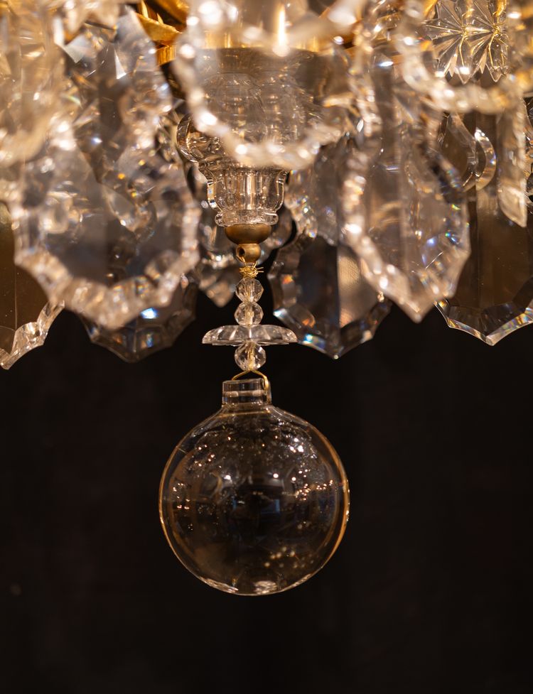 Signed by Baccarat Style Louis XV Style Gilded Bronze and Crystal Chandelier, circa 1890