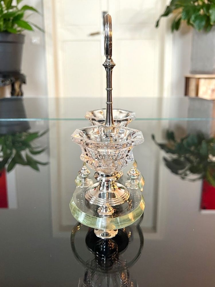 Crystal and Silver Metal Salt Shakers - Salt Pepper Condiments
