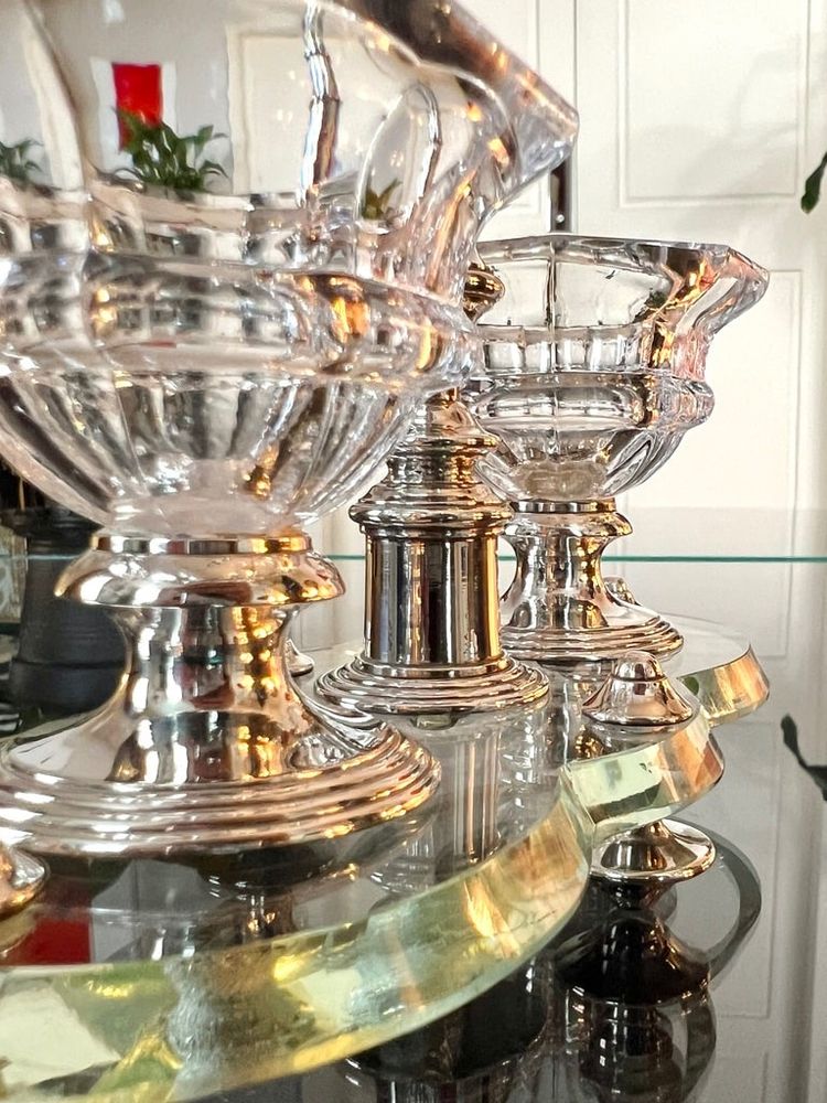 Crystal and Silver Metal Salt Shakers - Salt Pepper Condiments
