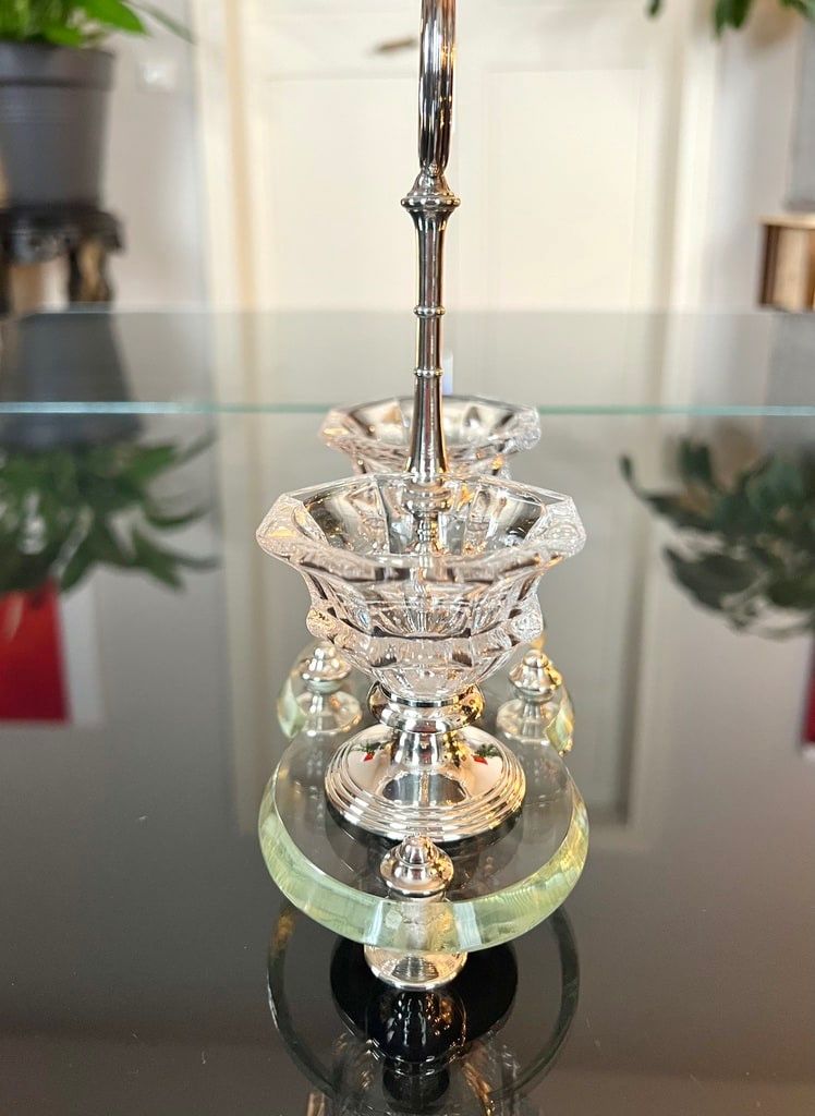 Crystal and Silver Metal Salt Shakers - Salt Pepper Condiments