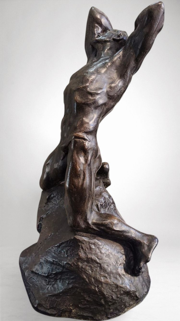 Effort Extrême - Potente scultura in bronzo di Alfredo Pina (1883-1966)