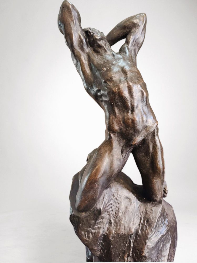Effort Extrême - Potente scultura in bronzo di Alfredo Pina (1883-1966)
