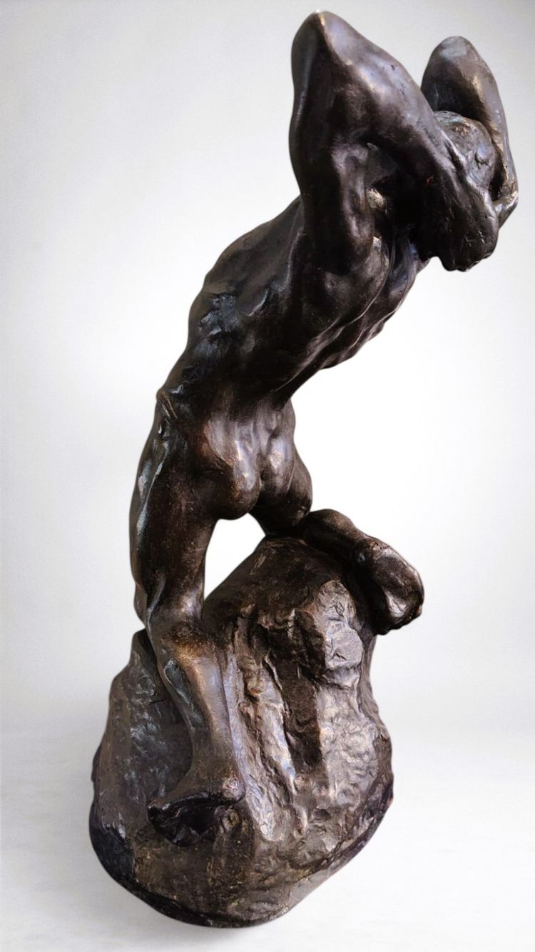 Effort Extrême - Potente scultura in bronzo di Alfredo Pina (1883-1966)